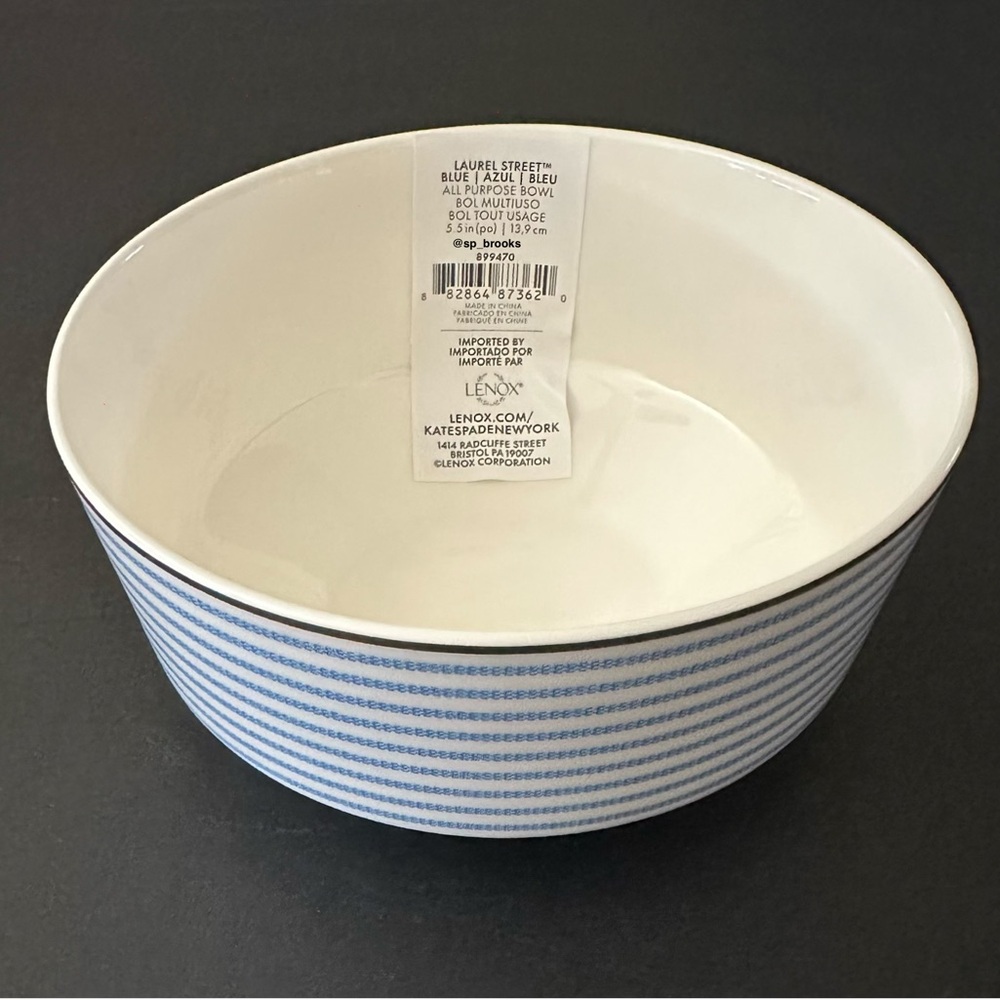 🎁Kate Spade Laurel Street All Purpose Bowl - 5.5” Blue and White Stripe